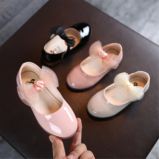 1-6Y Kids Girls Princess Flats Shoes Solid Colour Walking Shoes Footwear with Bowknot