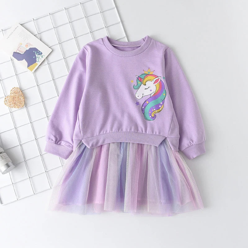 Children's Girl's Unicorn Princess Dress Toddler Dress 3-7 Y