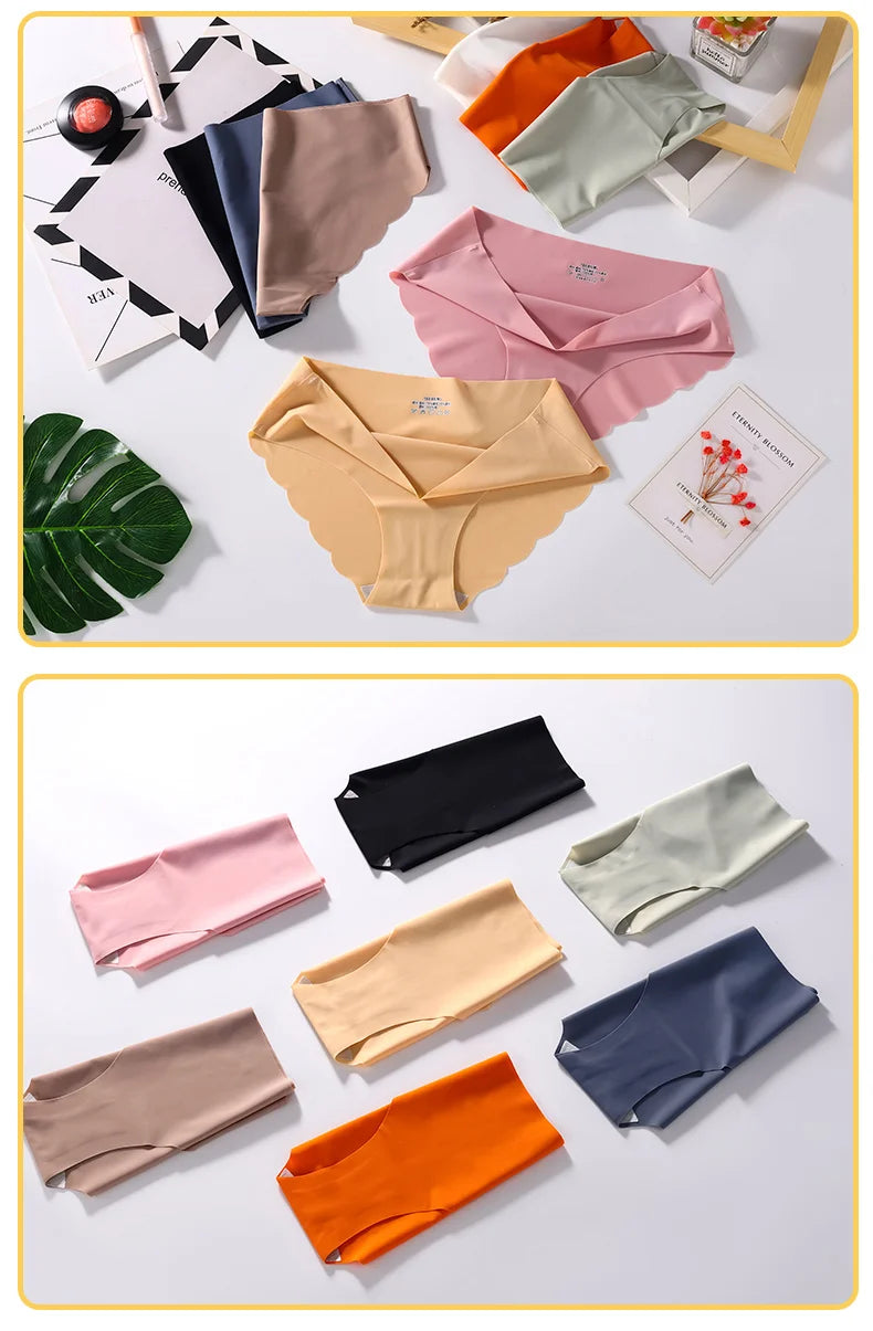 Women's Seamless Panties 3-Piece Set - Low Waist Wavy Edge Briefs