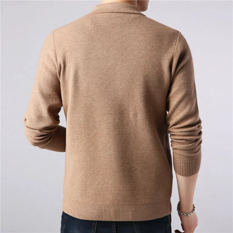Solid Turn Down Collar Knitted Cardigan for Men