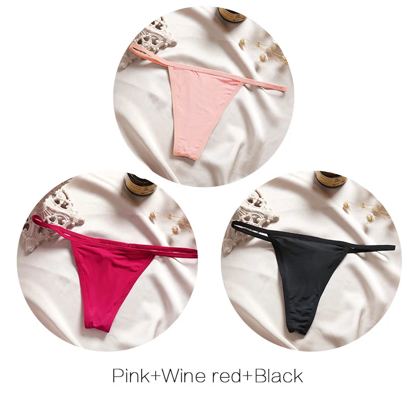 Women's Low-Rise Thong Set - 3 Pack Bikini Panties (M-XL)