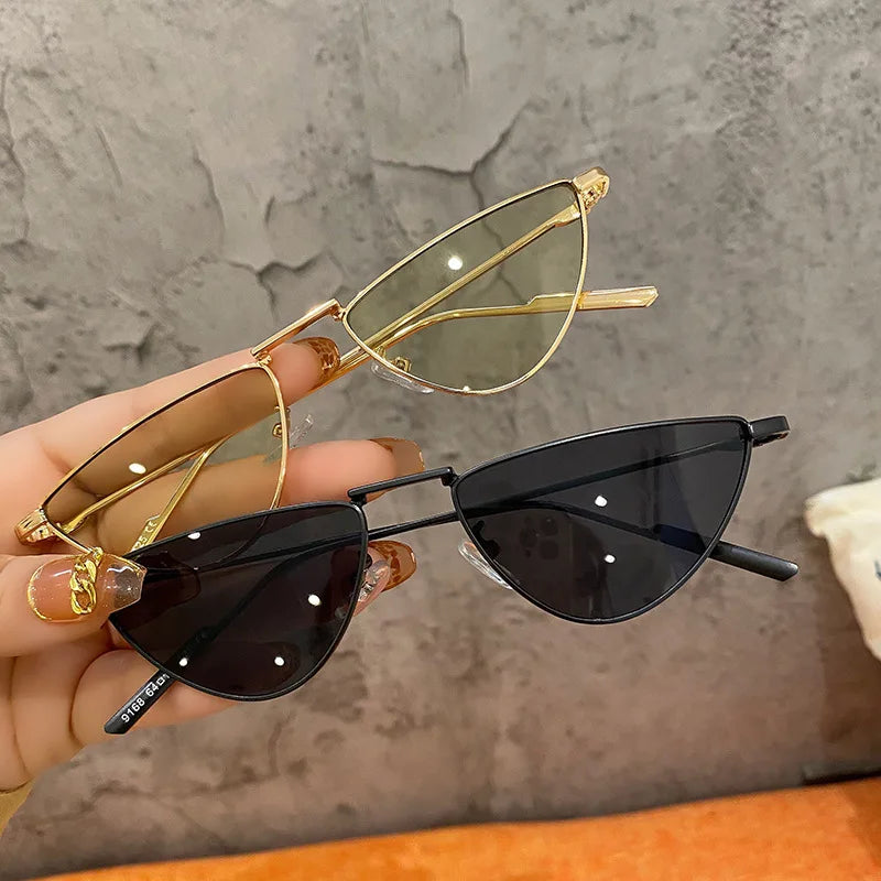 Cat Eye Sunglasses -Women Metal Triangle Sunglasses UV400