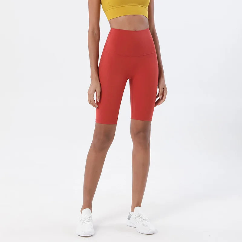 High Waist Gym Shorts - Women's Yoga Cycling Shorts with No T-Line