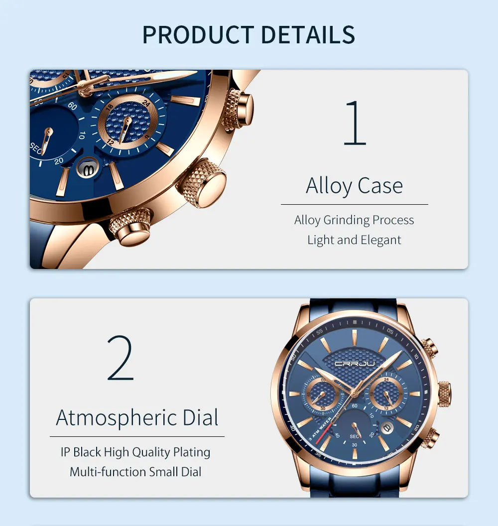 Men's Military Sports Watch - Waterproof Chronograph Gold Stainless Steel