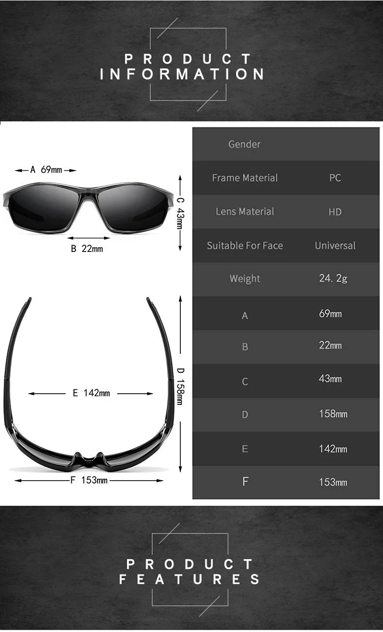 Square Polarized Cycling Sunglasses - Gradient Mirror UV400 for Women & Men