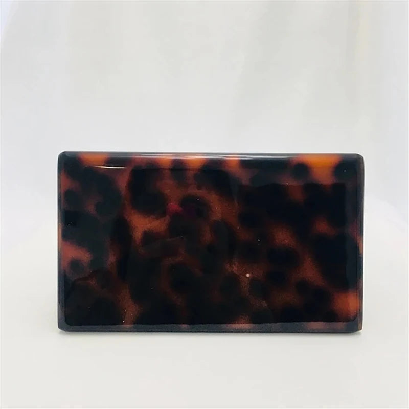 Women's Acrylic Bags Black Amber Leopard Clutch Purse Handbag