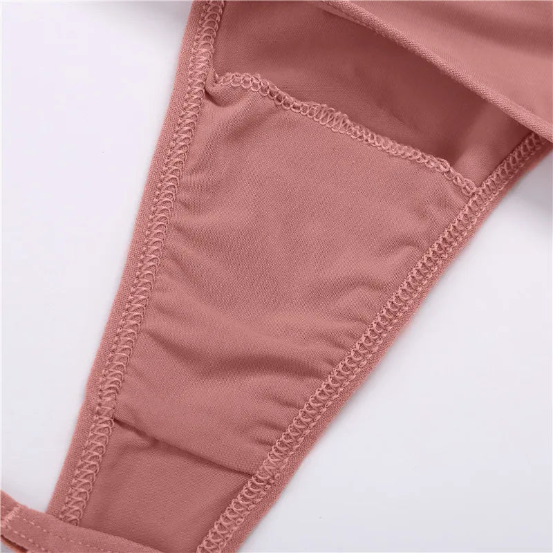 Women's Seamless Cotton Underwear - Low Waist Bikini & Thong Set