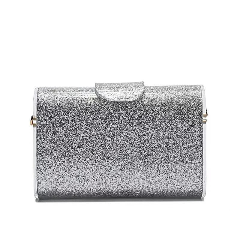 Women's Handbag Acrylic Clutch Purse - Glitter Party Wallet Chain Shoulder Crossbody Handbag