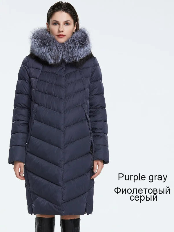 Winter Down Jacket with Fur Collar