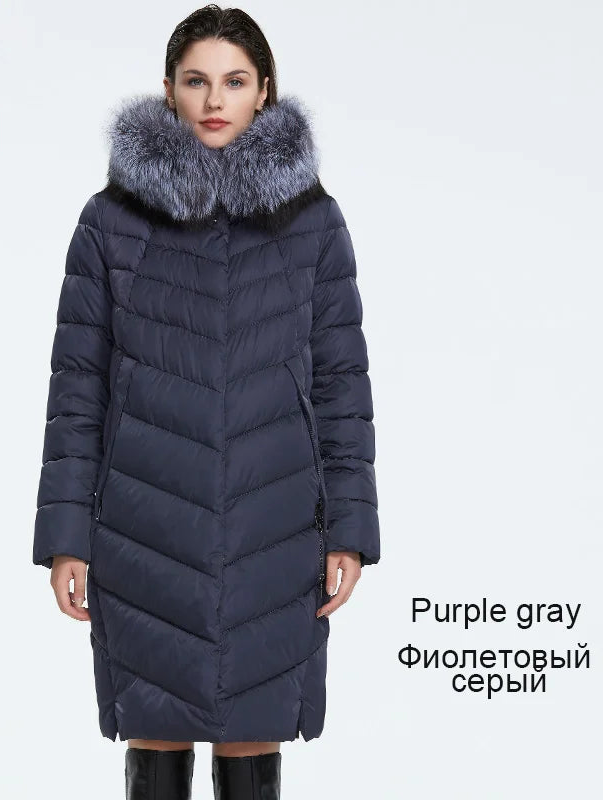 Winter Down Jacket with Fur Collar