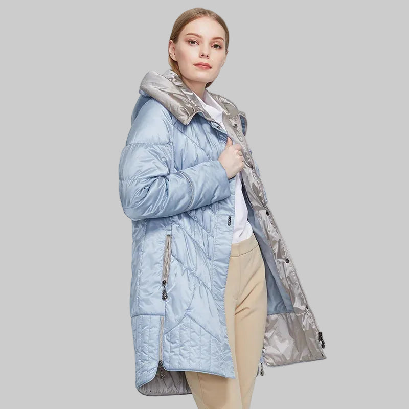 Women's Hooded Parka Coat - Long Padded Casual Jacket