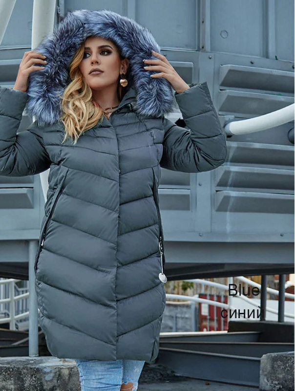 Winter Down Jacket with Fur Collar