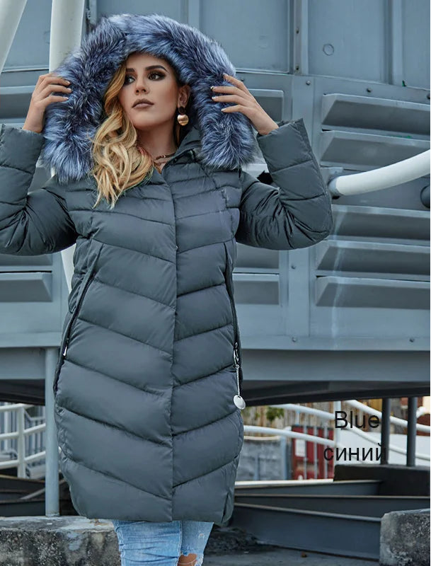 Winter Down Jacket with Fur Collar