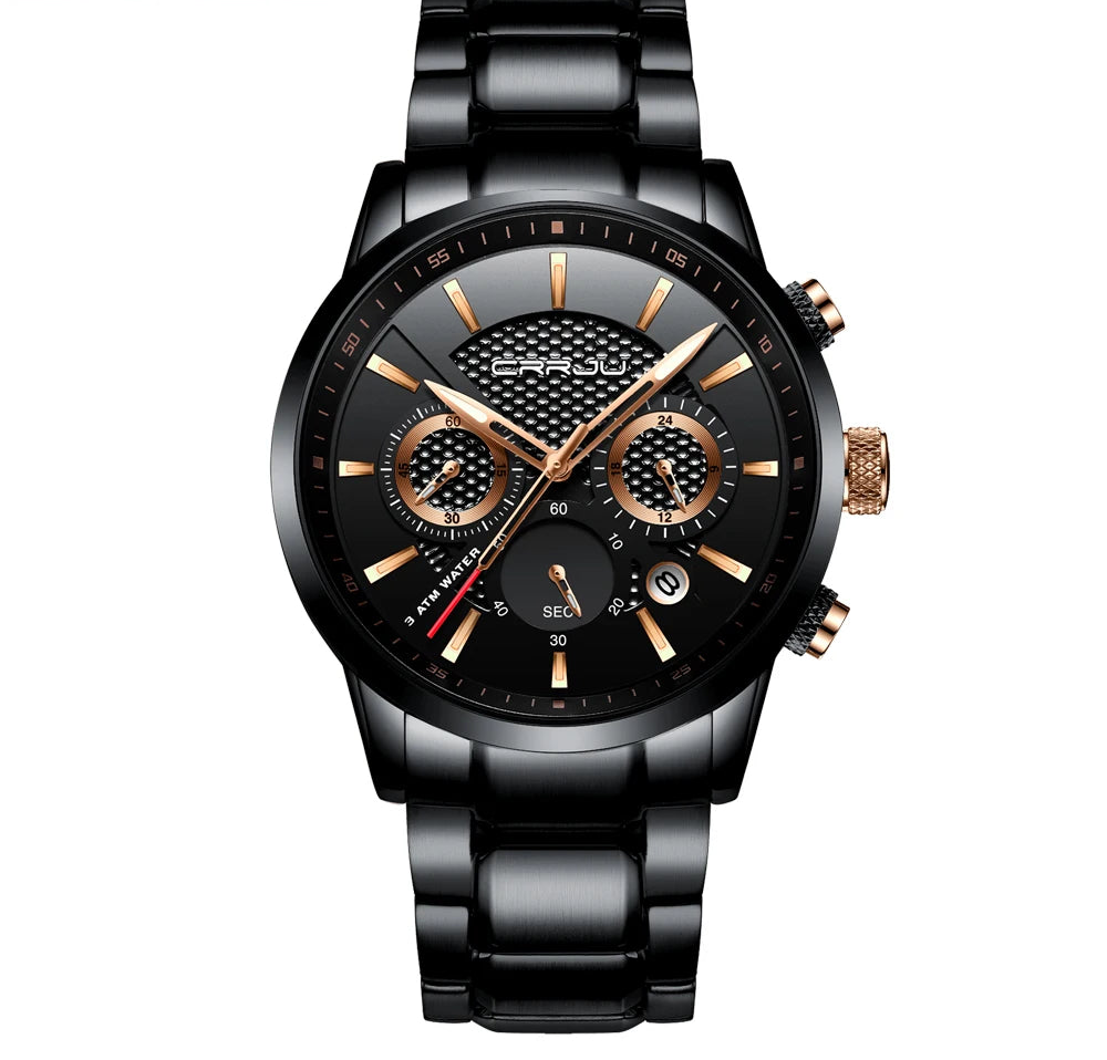 Men's Military Sports Watch - Waterproof Chronograph Gold Stainless Steel
