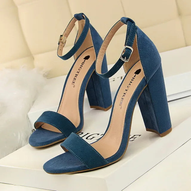 Women's Block Heel Pumps - Comfort Buckle Strap Court Shoes