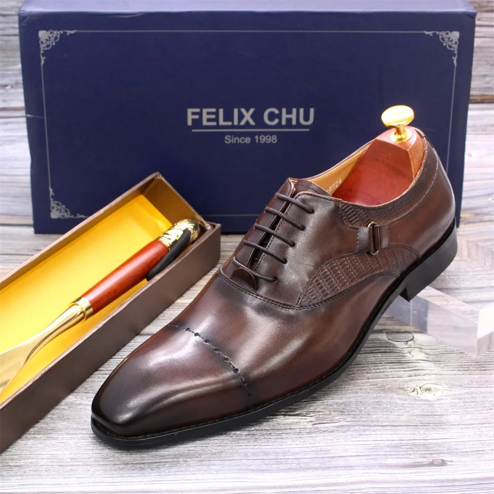 Men's Genuine Calfskin Oxford Dress Shoes - Cap Toe