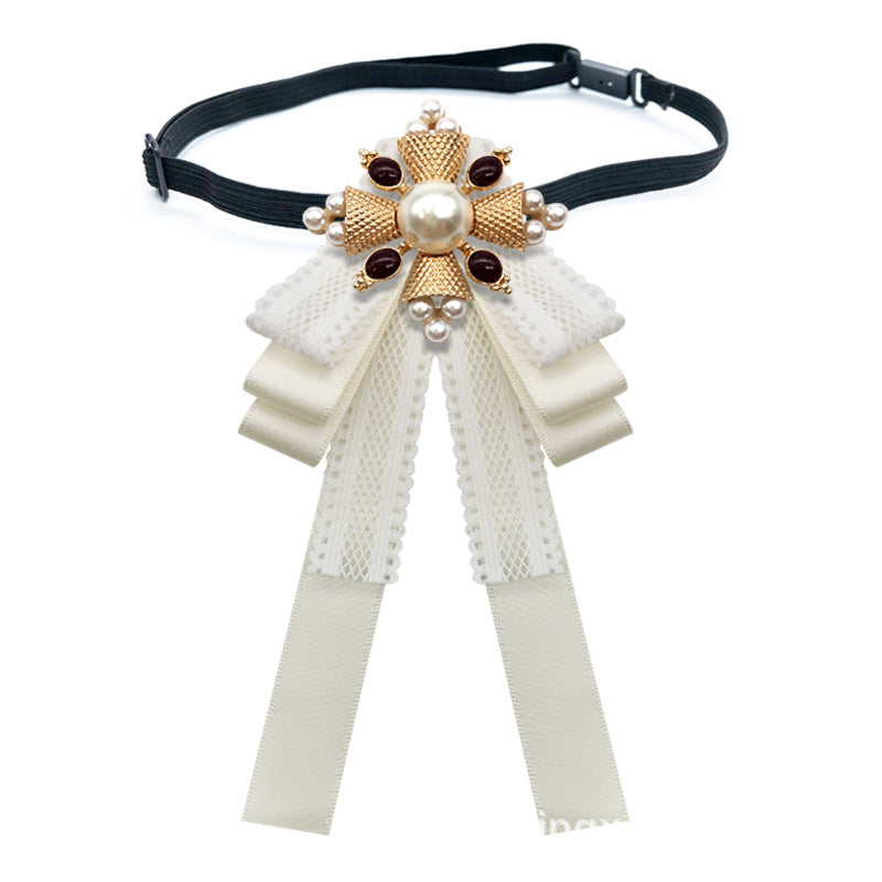 Retro Pearl Bow Brooch