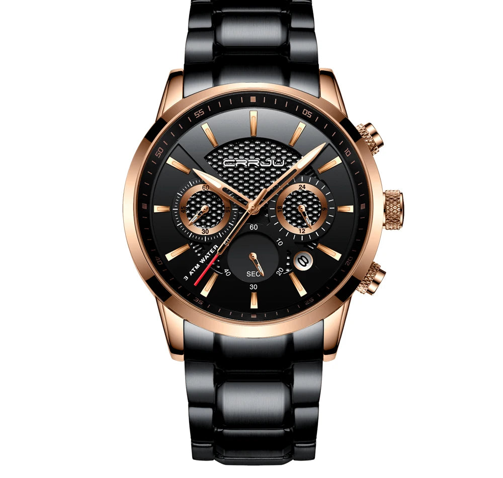 Men's Military Sports Watch - Waterproof Chronograph Gold Stainless Steel