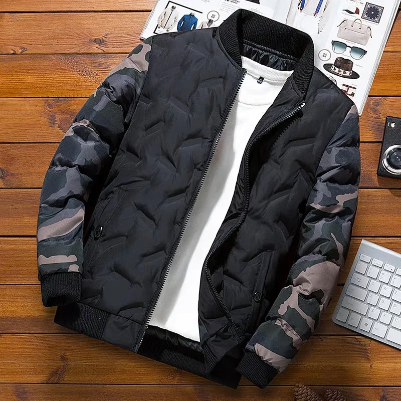Men's Camouflage Bomber Jacket - Thick Warm Military Windbreaker Parka for Winter