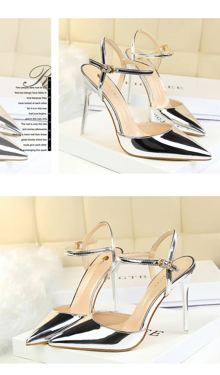 Women's Patent Leather Summer Pointed Toe High Heels