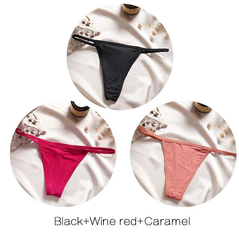Women's Low-Rise Thong Set - 3 Pack Bikini Panties (M-XL)