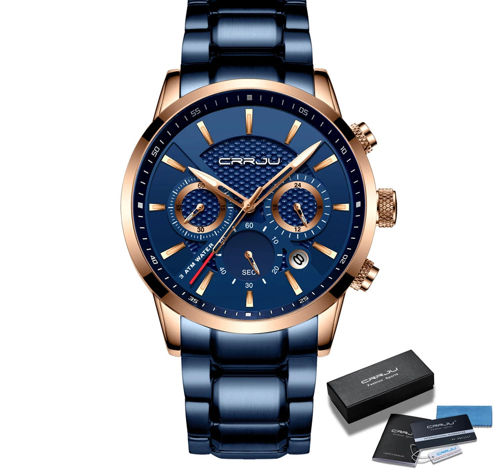 Men's Military Sports Watch - Waterproof Chronograph Gold Stainless Steel