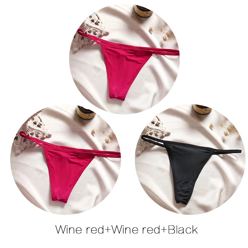Women's Low-Rise Thong Set - 3 Pack Bikini Panties (M-XL)