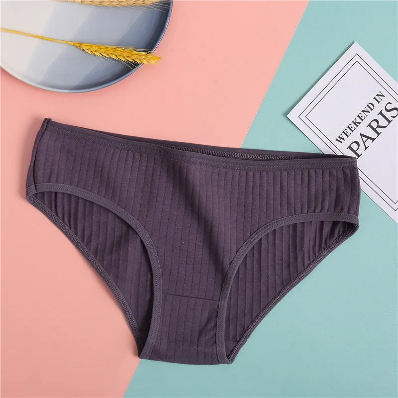 3-Pack Soft Cotton Briefs - Striped & Solid Women's Underwear