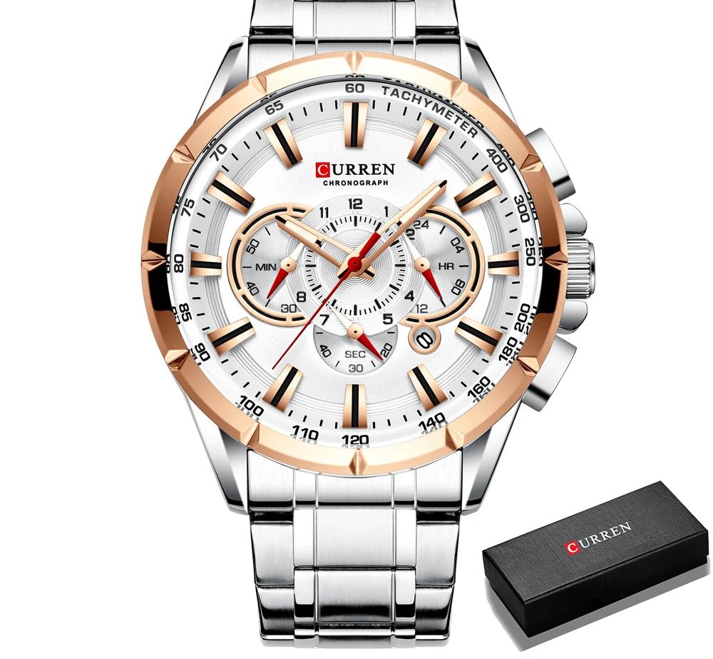 Men's Military Sports Watch - Waterproof Chronograph Stainless Steel