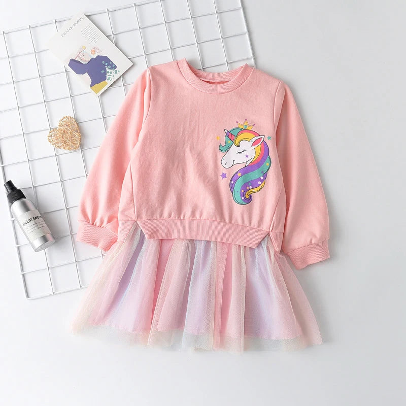 Children's Girl's Unicorn Princess Dress Toddler Dress 3-7 Y