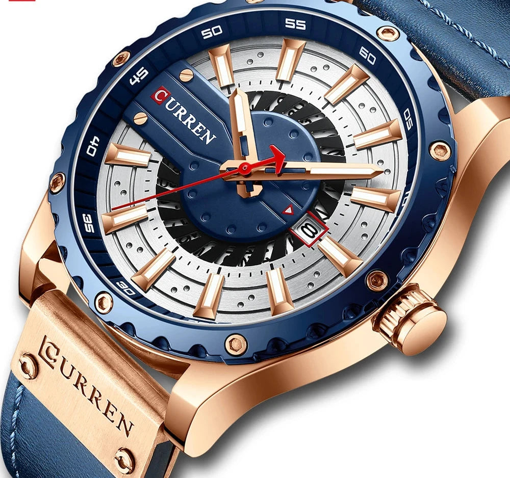 Premium Waterproof Men's Watch with Calendar - Luxury Leather Sport Military Wristwatch