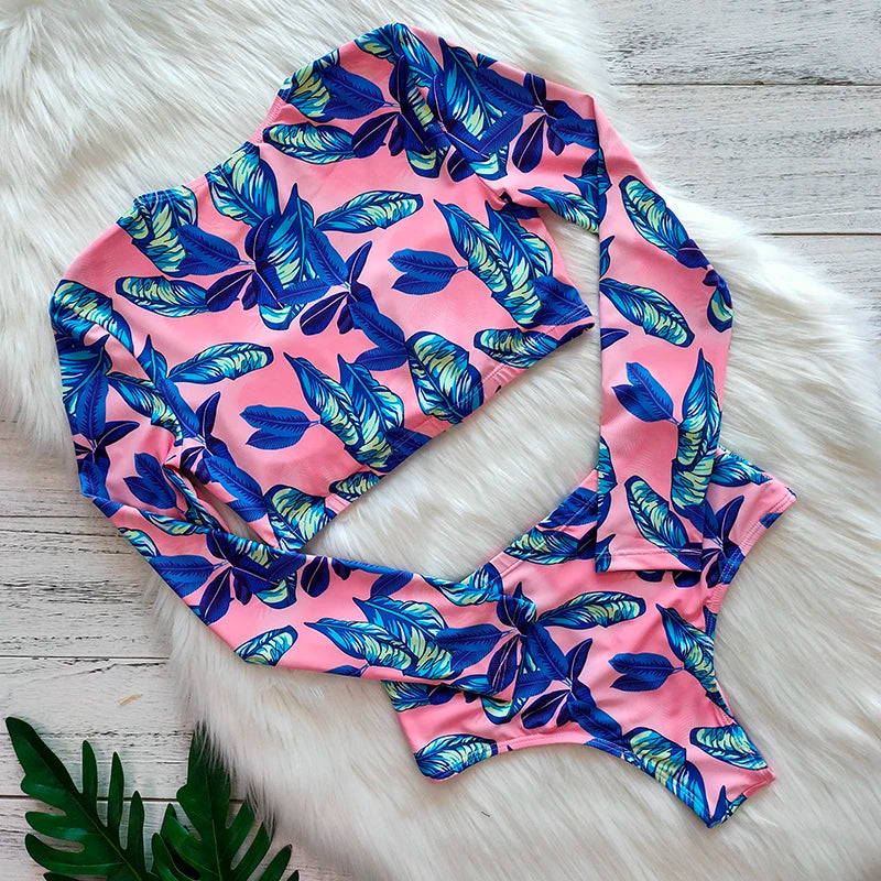 Women's Long Sleeve Print Bikini Set