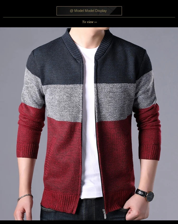 Men's Patchwork Knitted Cardigan Knitwear Sweater