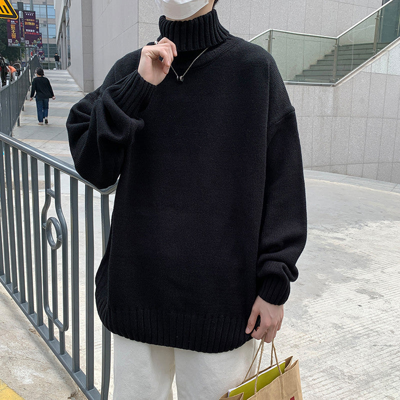 Men's Turtleneck Loose Knitted Pullover Oversized Sweater