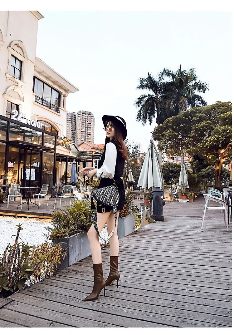 Leather Ankle Boots High Heel