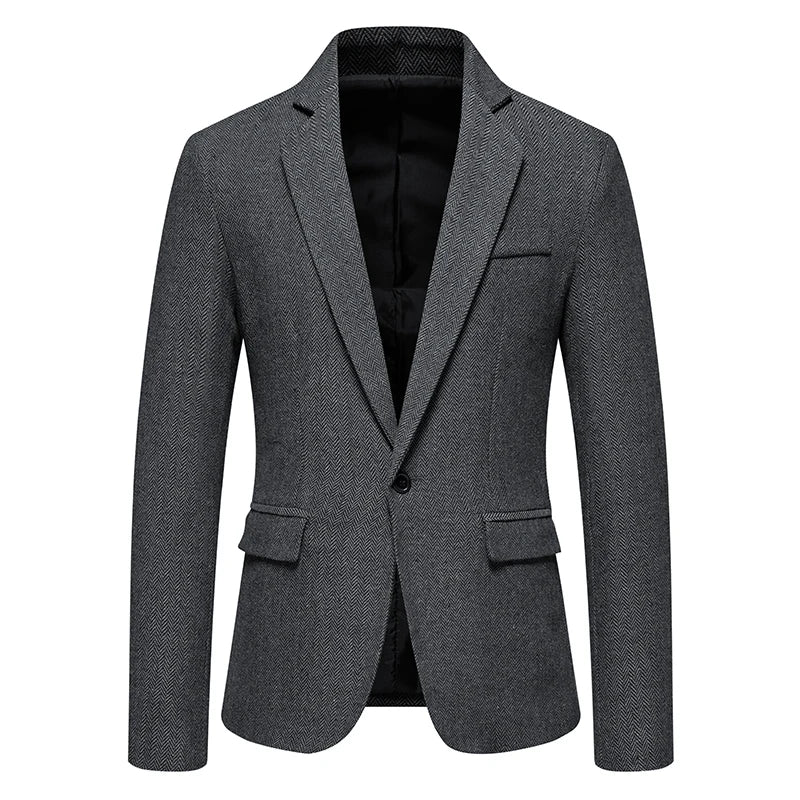 Men Single Button Suit Blazer