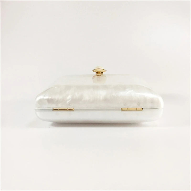 Women's Pearl Acrylic Chain Clutch Purse  Crossbody Bag