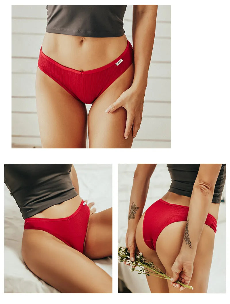 Women's Cotton Underwear Set - 5 Pack Brazilian Low-Rise T-Back Panties
