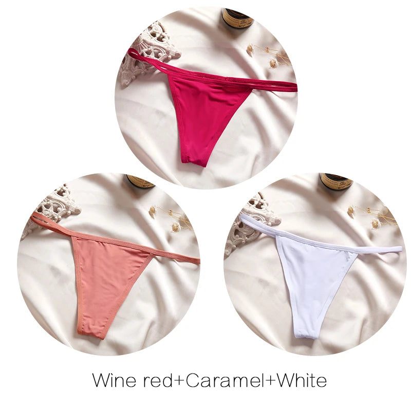 Women's Low-Rise Thong Set - 3 Pack Bikini Panties (M-XL)