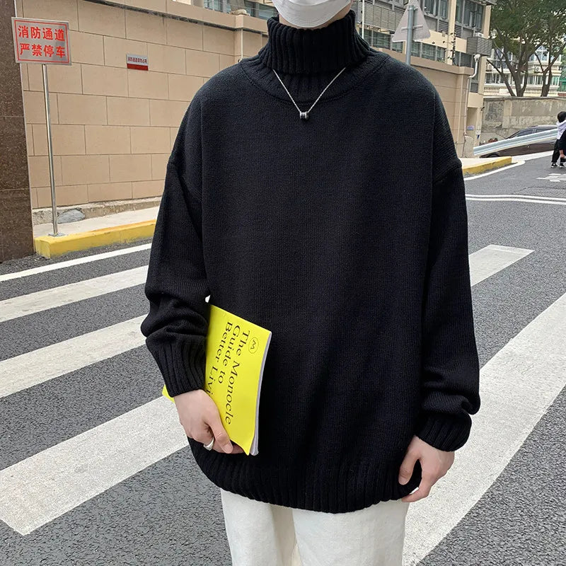 Men's Turtleneck Loose Knitted Pullover Oversized Sweater