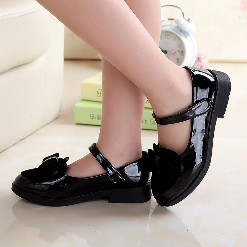 Girl's Patent Leather Bow-knot Shoes