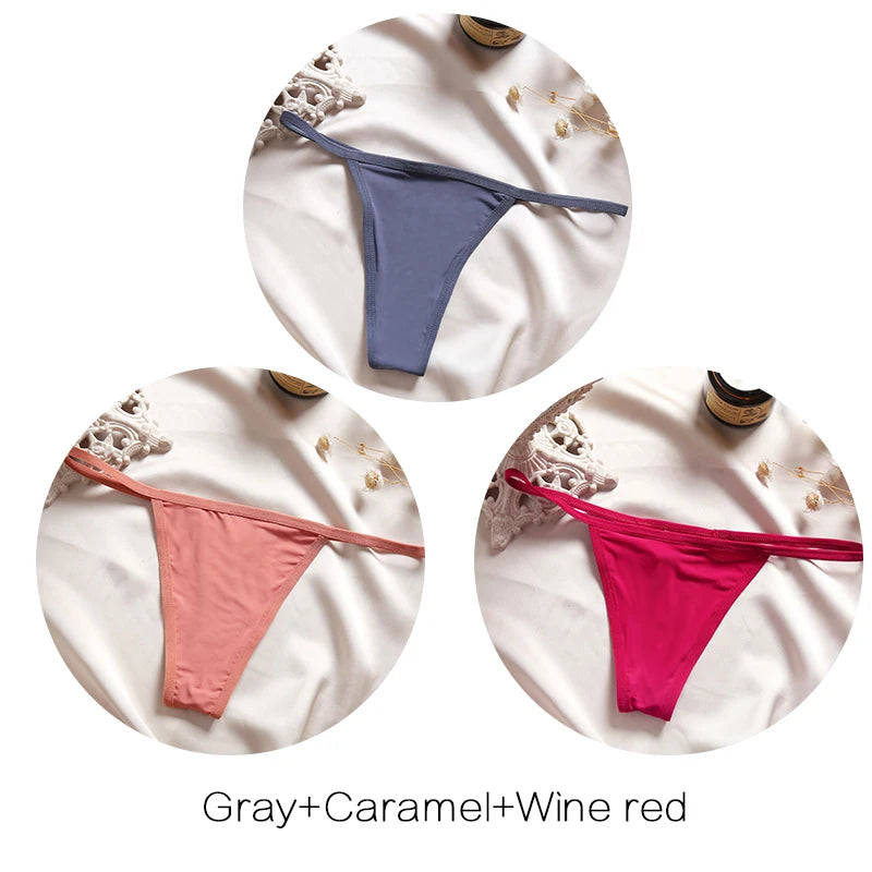 Women's Low-Rise Thong Set - 3 Pack Bikini Panties (M-XL)