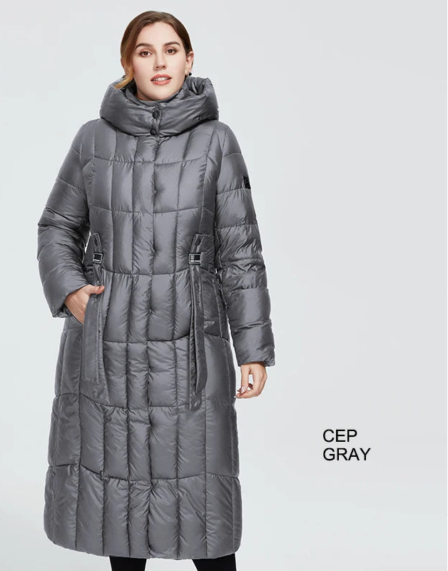 Women's Plaid Hooded Parka - Long Padded Winter Jacket