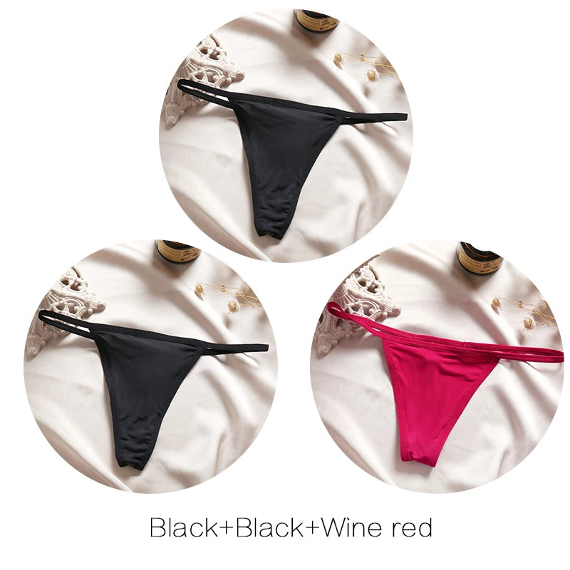 Women's Low-Rise Thong Set - 3 Pack Bikini Panties (M-XL)