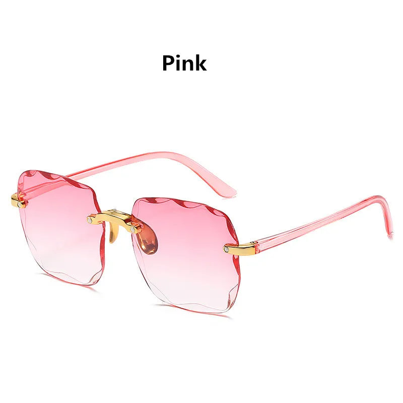 Women's Rimless  Vintage Retro Classic Gradient Sunglasses UV400