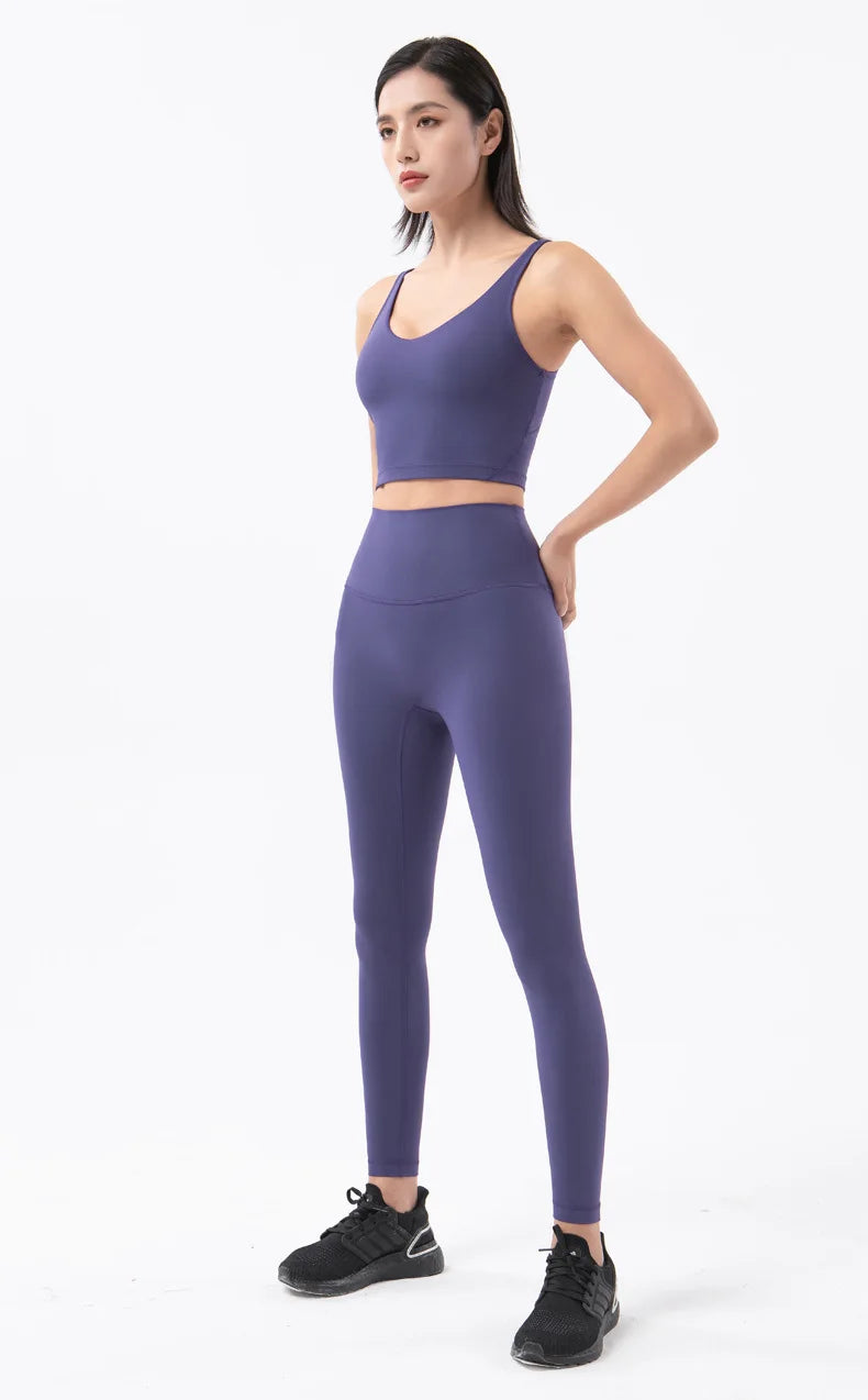 High Waist Nylon Yoga Leggings - Breathable Fitness Tights