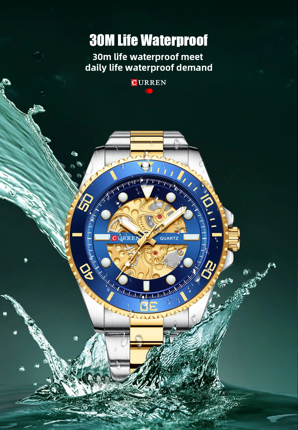 Men's Stainless Steel Sports Watch - Business Casual Quartz Wristwatch