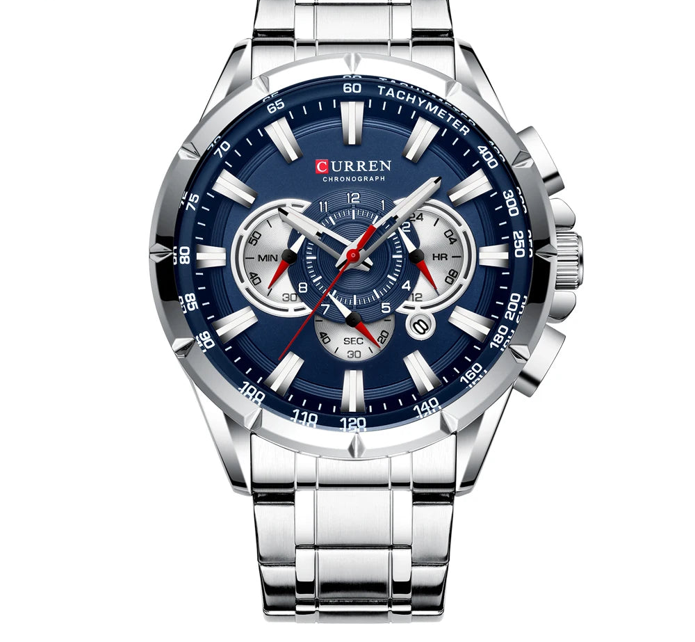 Men's Military Sports Watch - Waterproof Chronograph Stainless Steel