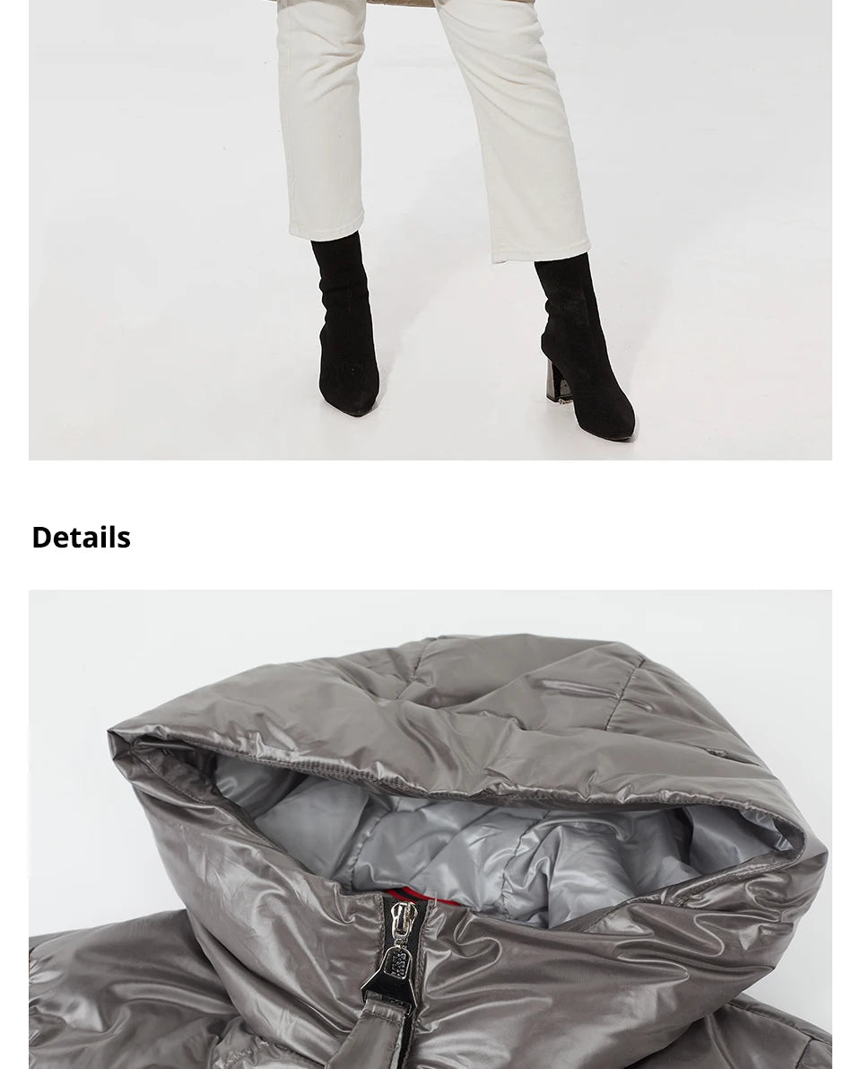 Women's Hooded Parka Jacket Plus Size Mid-Length Cotton Lined Coat