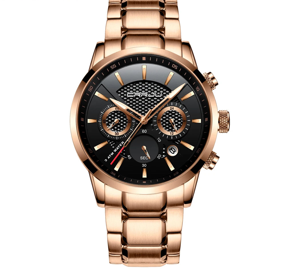 Men's Military Sports Watch - Waterproof Chronograph Gold Stainless Steel